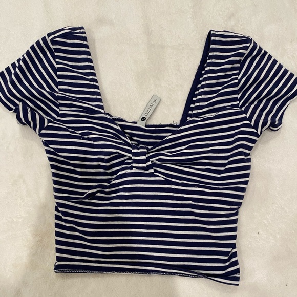 Stripped Blue and White Crop top - Picture 1 of 4